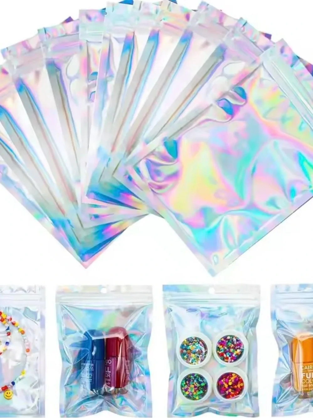 Holographic Iridescent Resealable Party Bags - 50 Pack